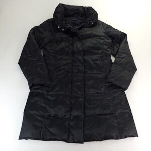 Lands End Puffer Maxi Coat Womens Small 6-8  Black Goose Down Winter Knee - Read